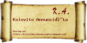 Kolovits Annunciáta névjegykártya